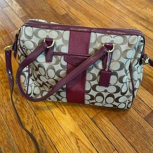 COACH Signature Stripe Satchel Bag